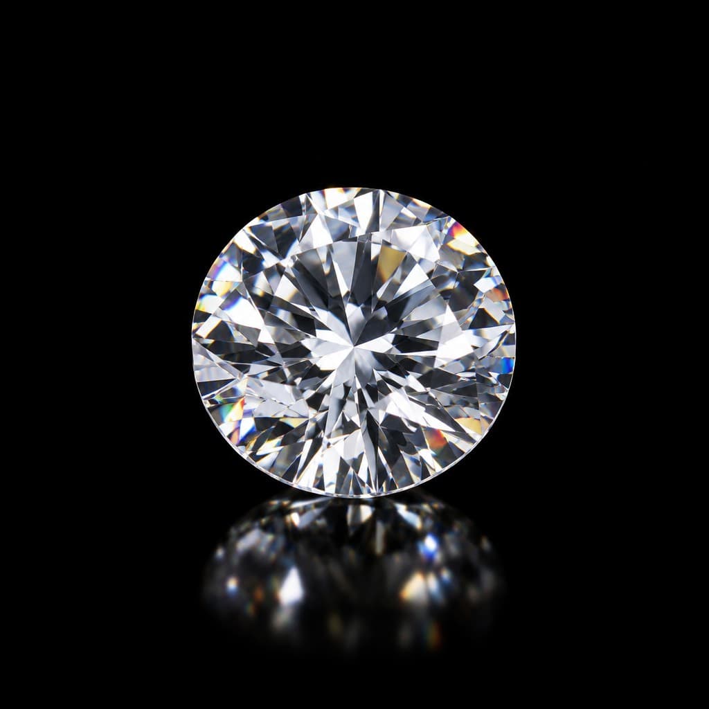 A round brilliant lab-grown diamond on black