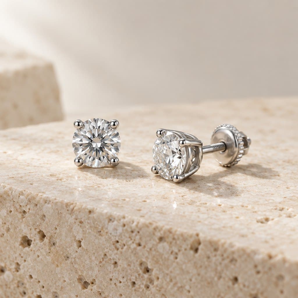 Design render of the Pure solitaire stud earrings
