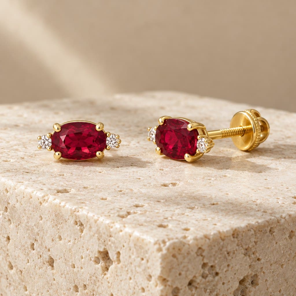 Design render of the Rosa east-west ruby studs